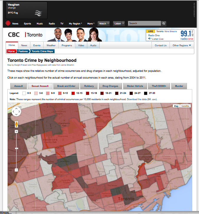 CBC Crime Maps Toronto 2012