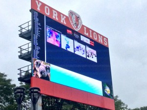 York University Lions Stadium scoreboard