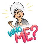 Bitmoji avatar "Who me?"