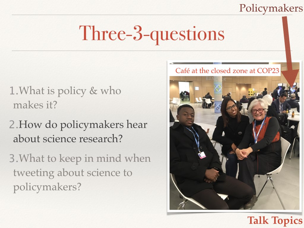 Students at COP23 Slide 8 of my talk on communicating your science to policymakers