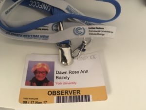 observer credentials badge for COP23 of UNFCCC in 2017